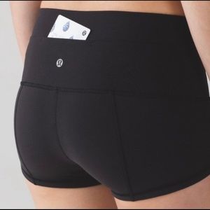 Lululemon Wunder Under Black High Rise Shorts 2"